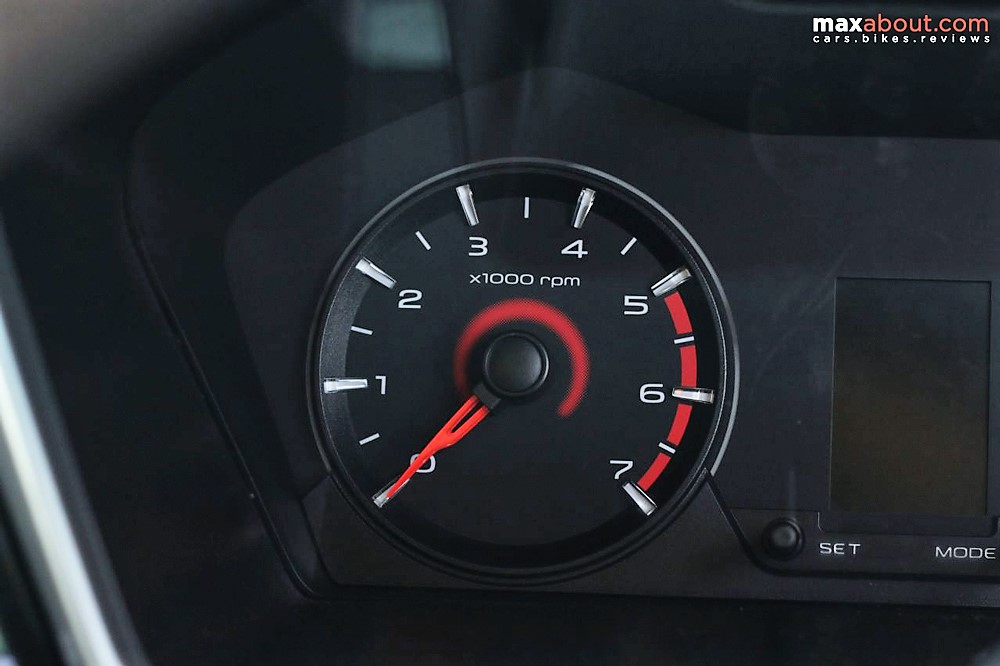 Tachometer comes with a limit of 7000 rpm but shows red area after 5000 rpm. 