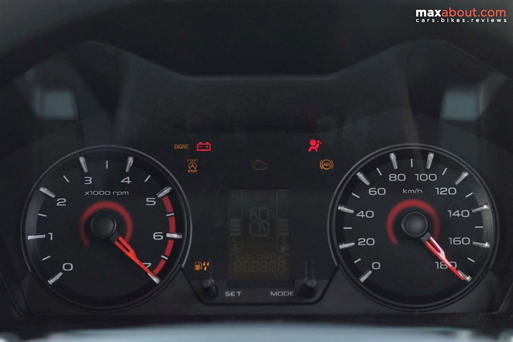 Both the needles touch the other end at every ignition. KUV100 comes with MFD for details like fuel, odometer and other warnings.