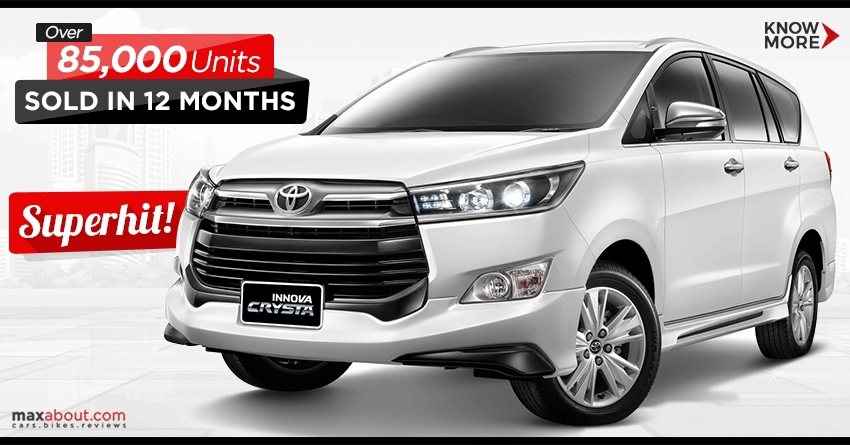 85,000 Units of Toyota Innova Crysta Sold in 12 Months!