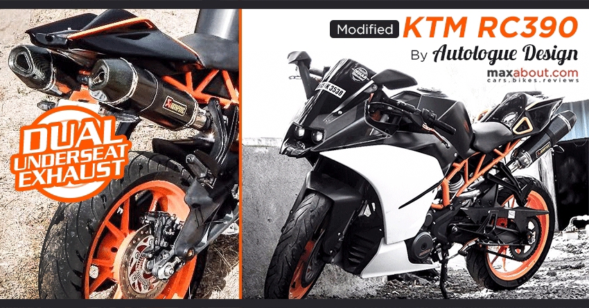 Modified KTM RC 390 with Dual Underseat Exhaust by Autologue Design