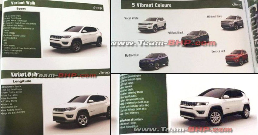 Jeep Compass Brochure Leaked: Variants | Shades | Features | Specifications