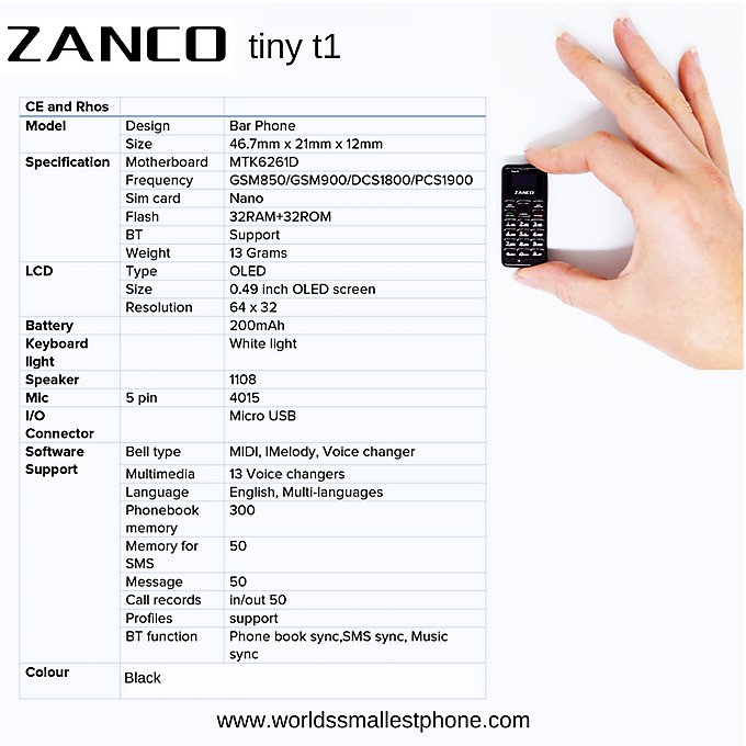 Zanco Tiny T1 Specifications