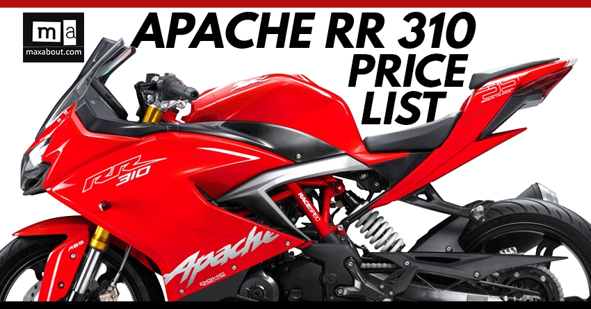 TVS Apache RR 310 State-Wise Price List [UPDATED]