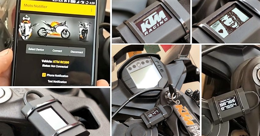 KTM RC 200 Equipped with Bluetooth OLED Smart Display Featuring Moto Notifier App