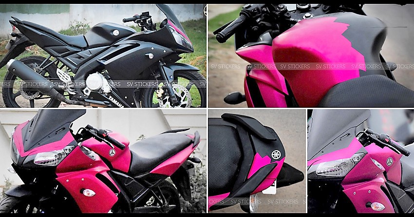 Yamaha R15 Matte Black & Pink Wrap by SV Stickers