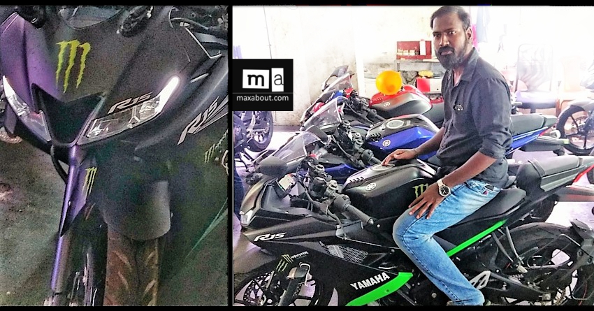 Yamaha R15 Version 3 Matte Black Spotted at a Dealership in Chennai