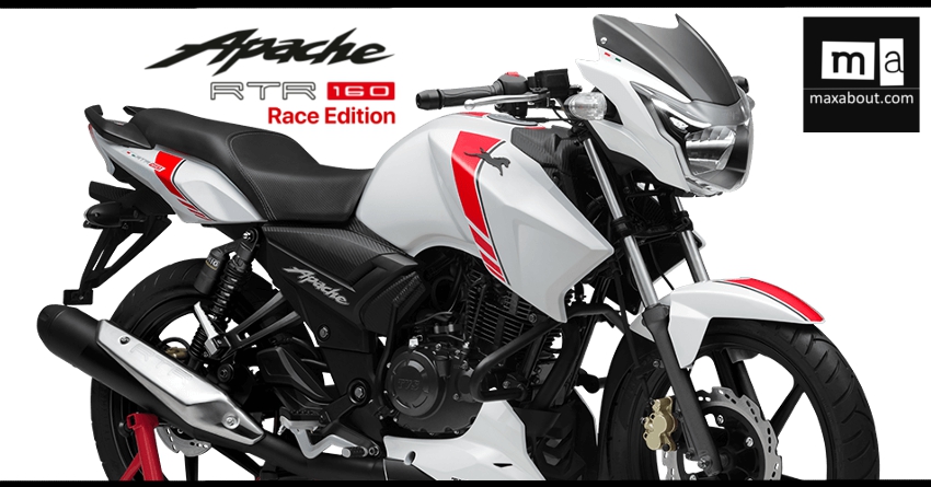 TVS Apache RTR 160 V2 Race Edition Launched @ INR 79,715