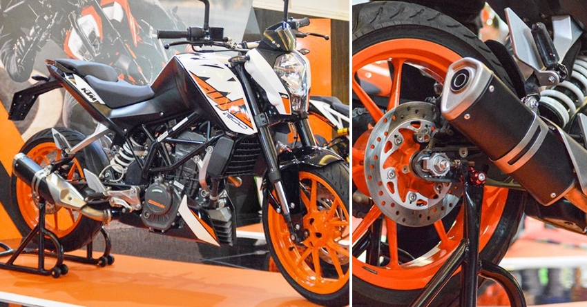 Updated KTM Duke 200 with Side Exhaust Showcased at IIMS 2018