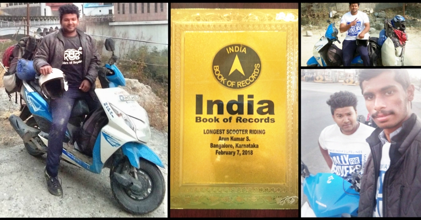 Longest Scooter Ride Record: 7000 kms in 19 Days on a Honda Dio by Arun Kumar