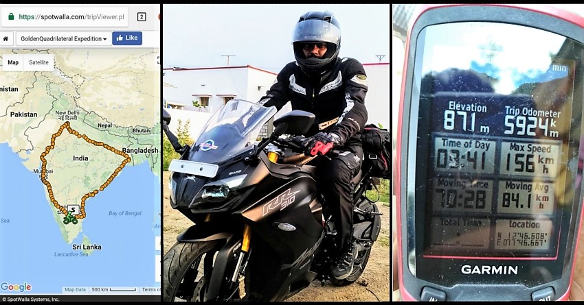 5924 kms in 104 hours on a TVS Apache RR 310 by Poonkathirvelan Boopalan