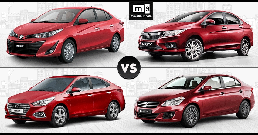 Toyota Yaris vs. Honda City vs. Hyundai Verna vs. Maruti Ciaz