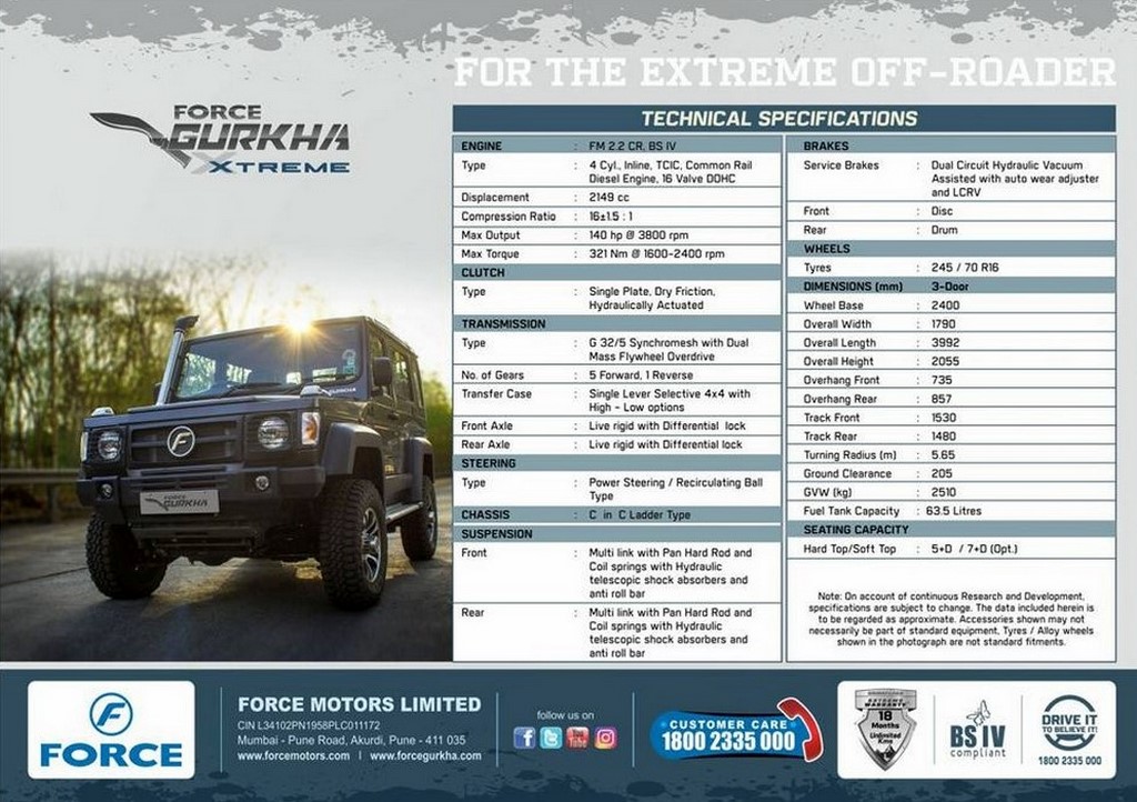 2018 Force Gurkha Xtreme Official Brochure