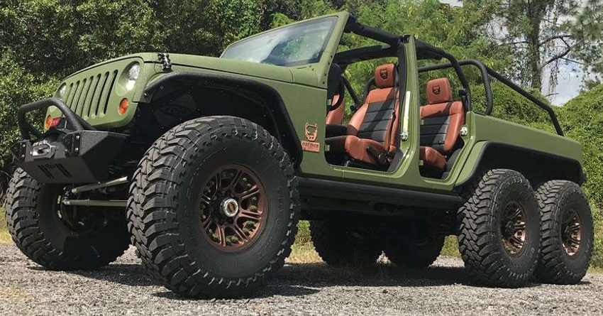 Awesomely Modified Army Green Jeep Wrangler 6x6