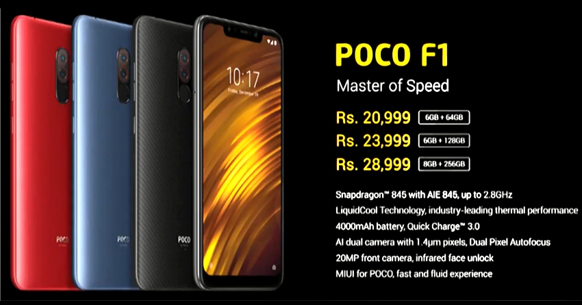 POCO F1 Launched in India Starting @ INR 20,999