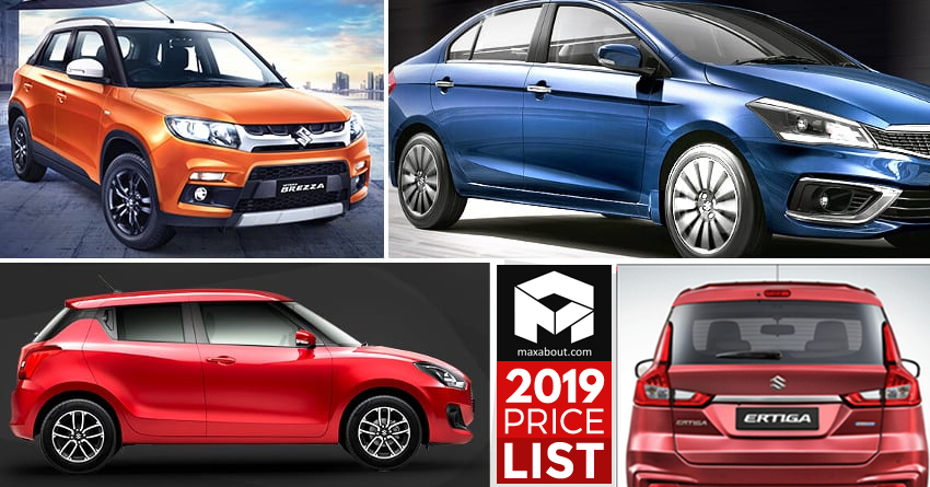 2019 Maruti Suzuki Cars and SUVs Price List in India