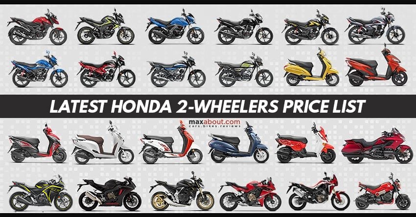 Complete Price List of Honda Bikes & Scooters in India