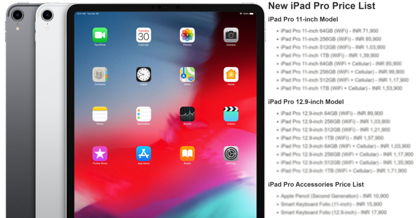 All-New Apple iPad Pro Variant-Wise Price List in India