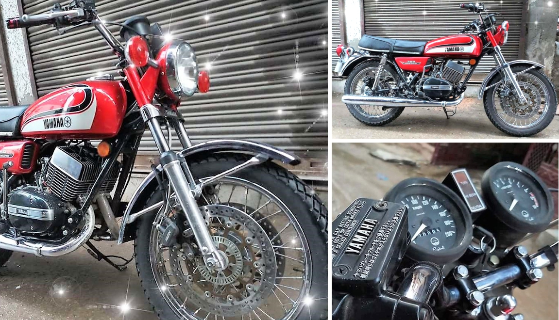 Modified Yamaha RD350 with 1-Channel ABS and Dual Front Disc Brakes