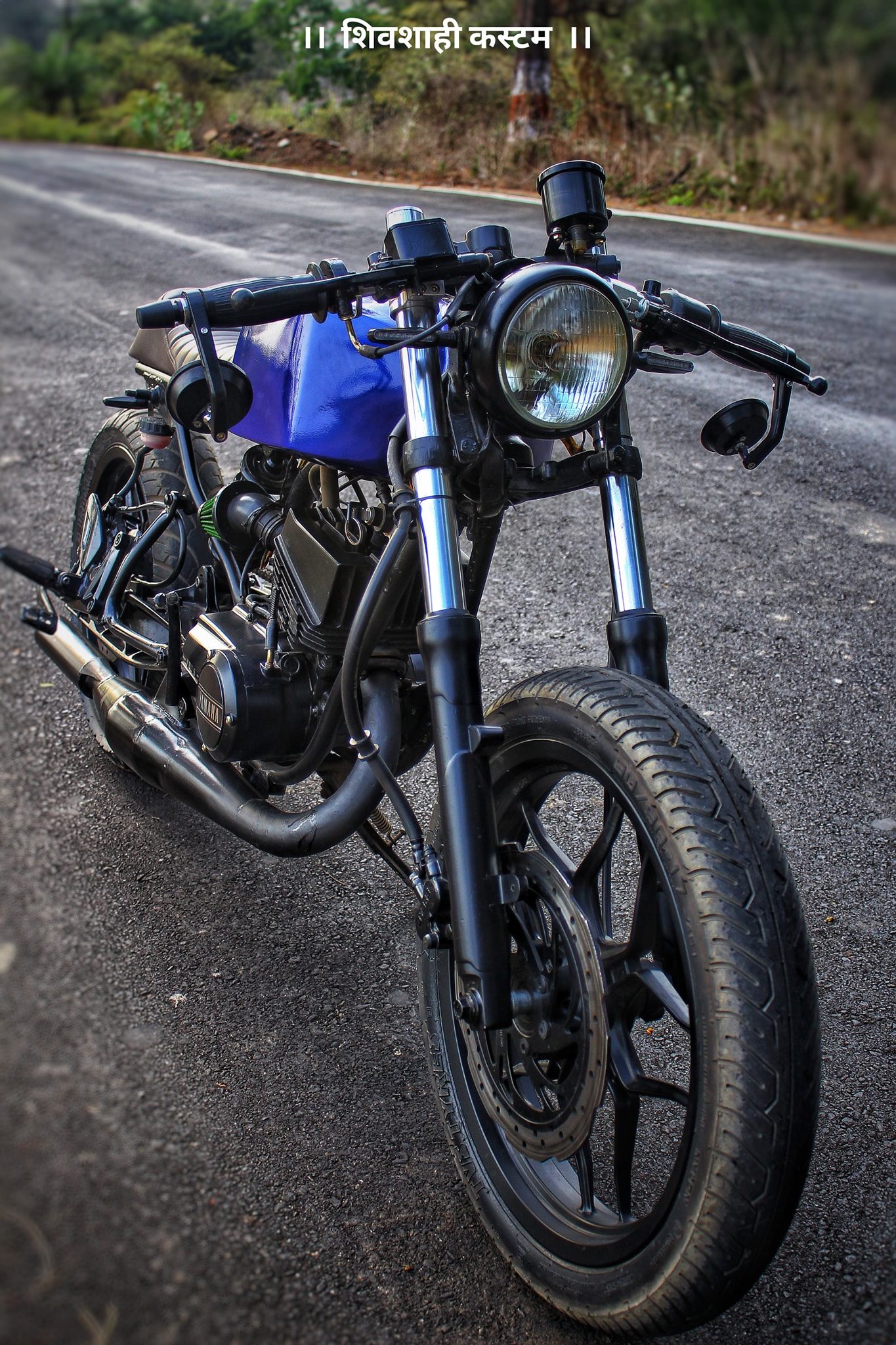 Perfectly Modified Yamaha RX135 Cafe Racer by Shivshahi Customs - foreground