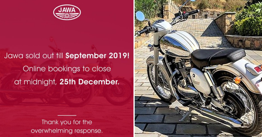 Jawa Motorcycles Sold Out Till September 2019, Online Bookings to Close