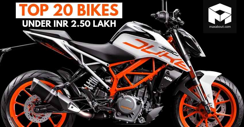 Quick List: Top 20 Bikes in India Under INR 2.50 Lakh
