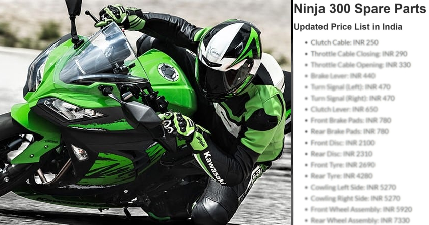 Kawasaki Ninja 300 Spare Parts Price List in India [2019]