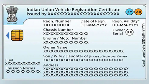 Indian Union Vehicle Registration Certificate