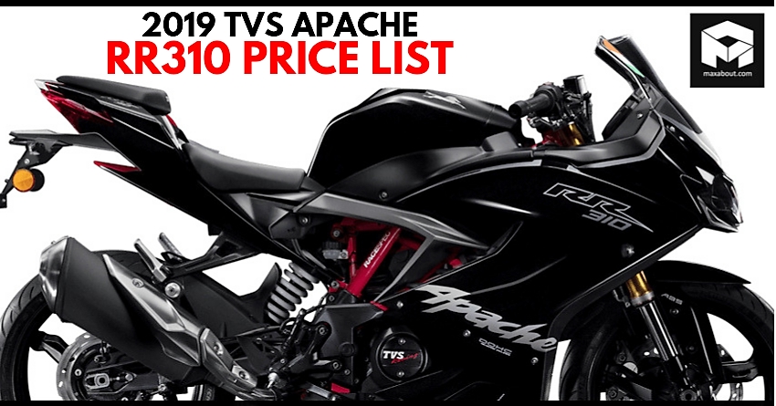 2019 TVS Apache RR 310 State-Wise Price List in India