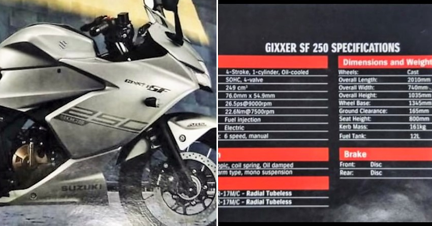 250cc Suzuki Gixxer SF Technical Specifications Fully Revealed