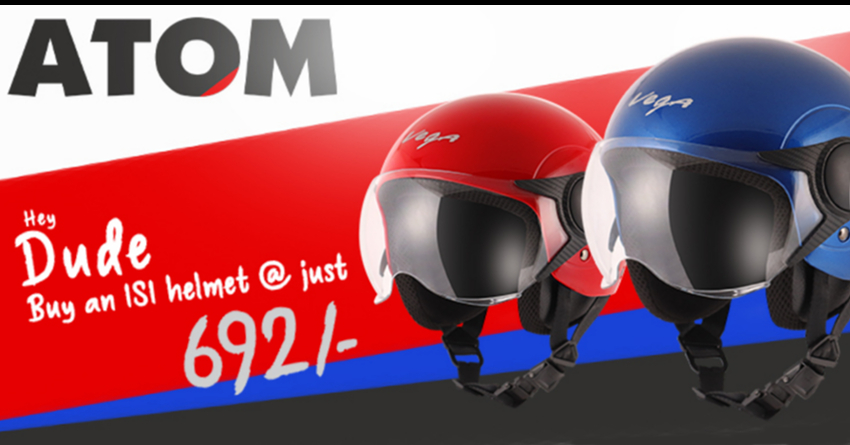 Vega Atom Open Face Helmet Launched @ INR 692