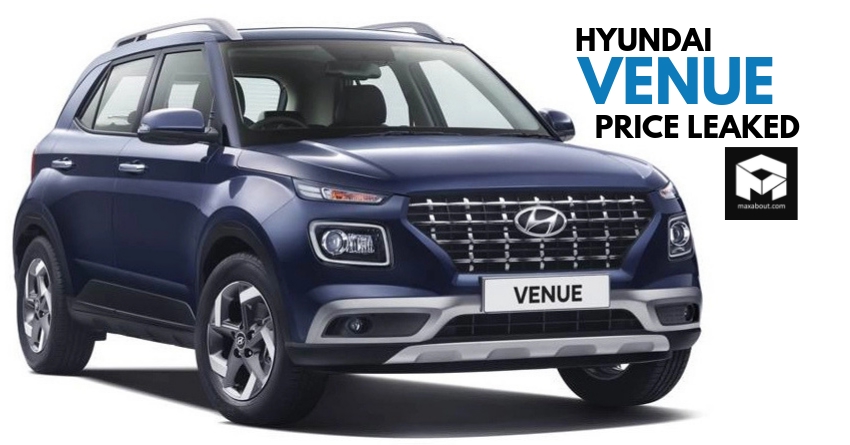 Hyundai Venue SX Price Leaked Ahead of Launch on May 21