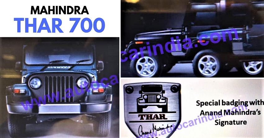 Mahindra Thar 700 Signature Edition Photos Leaked