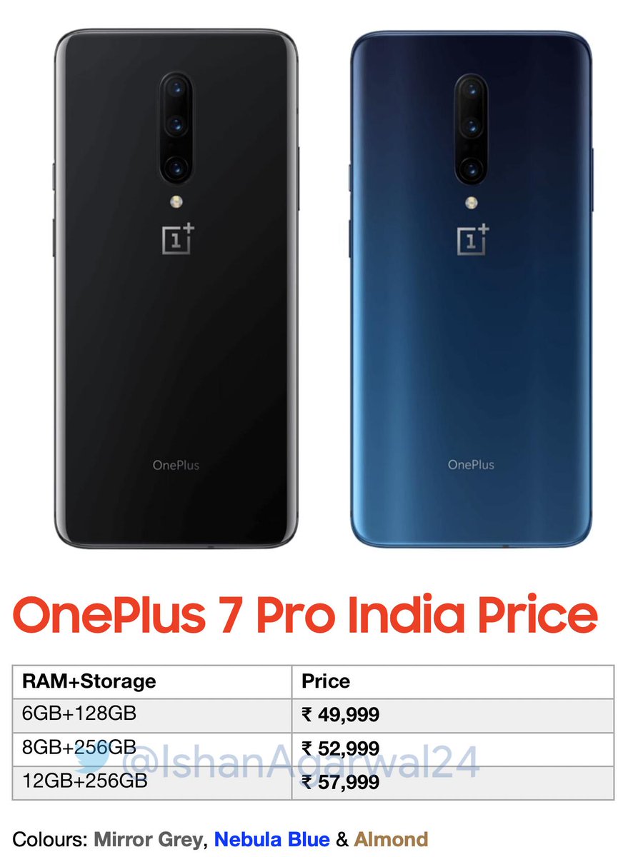 OnePlus 7 Pro India Price List