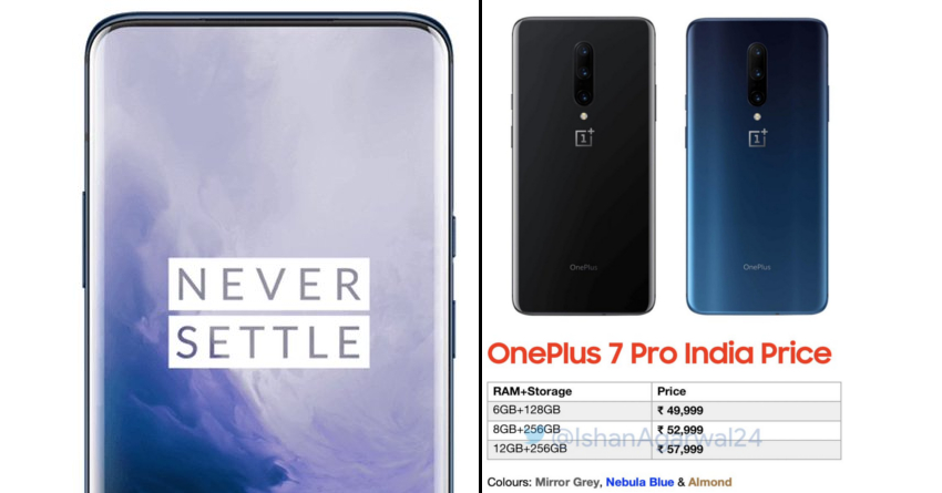OnePlus 7 Pro India Price List Leaked Ahead of Launch