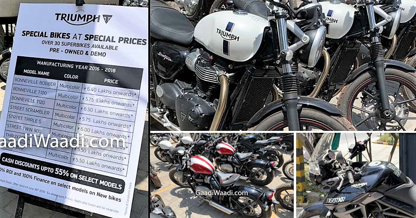 Triumph Motorcycles Being Offered with up to 55% Discount in Delhi-NCR