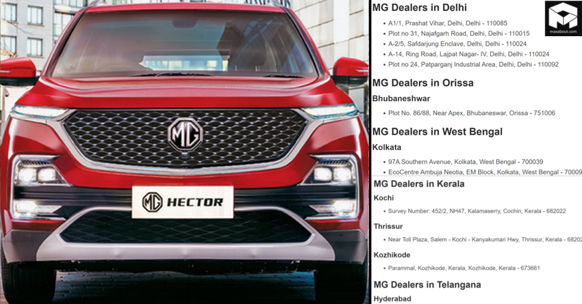 State-Wise List of MG Hector Dealers in India [Full Address]