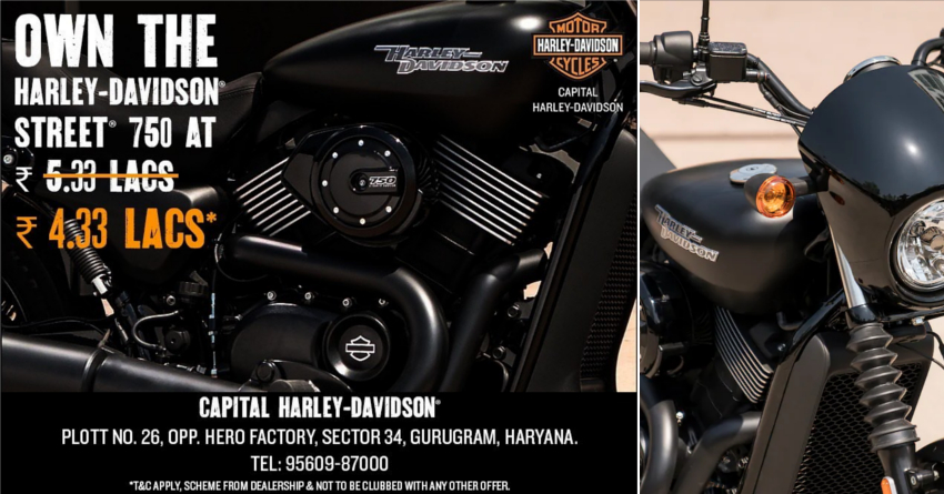 Harley-Davidson Street 750 Being Offered with INR 1 Lakh Discount