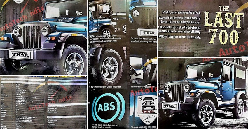 Mahindra Thar 700 Brochure Leaked; INR 10 Lakh Expected Price