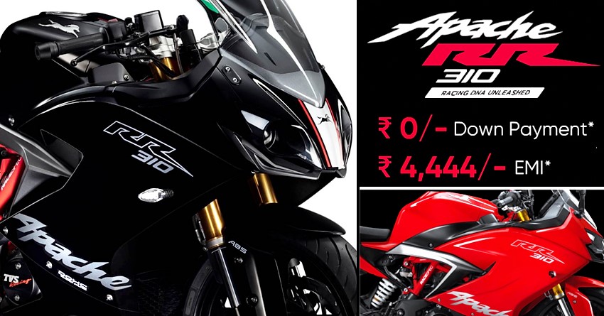 TVS Apache RR 310 Available with INR 4,444 EMI & Zero Downpayment