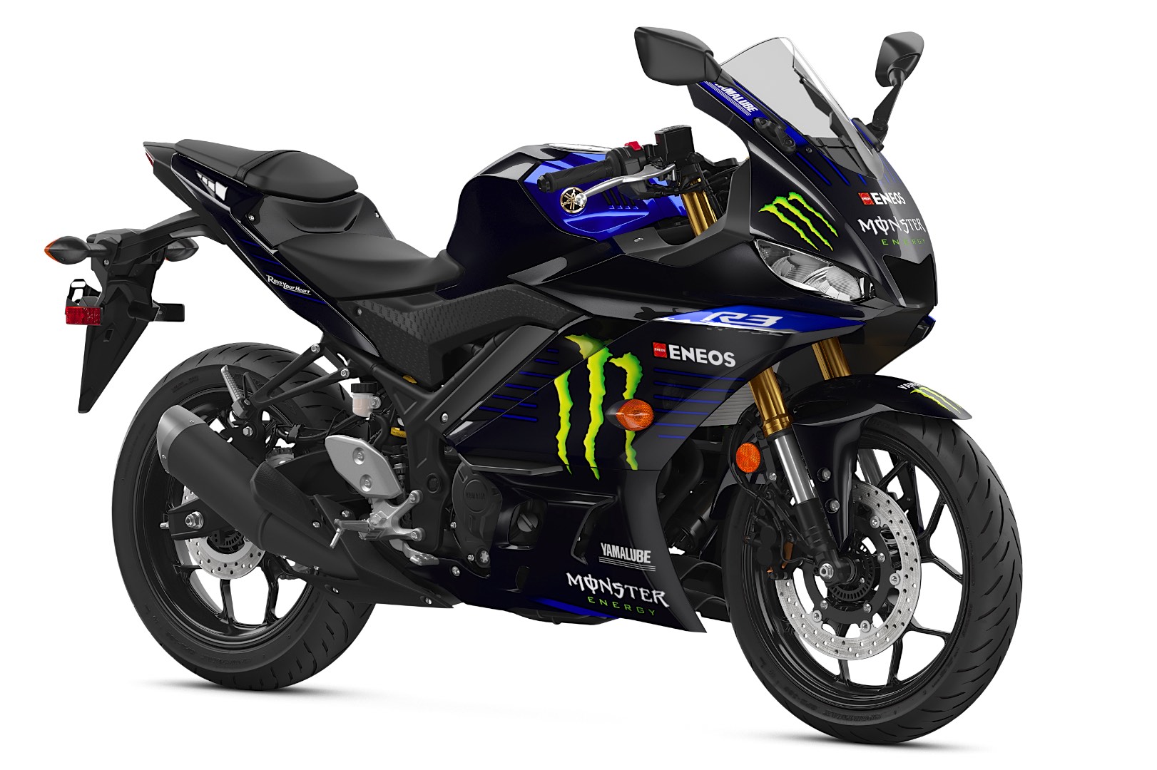 Yamaha R3 Monster Energy Front 3-Quarter View