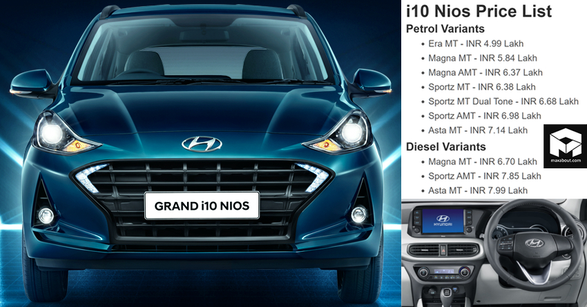Hyundai Grand i10 Nios Launched; Full Price List Officially Revealed