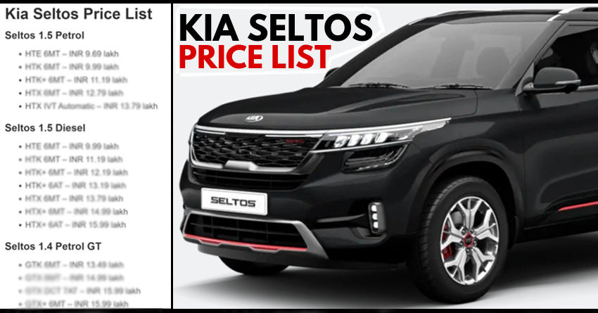 Kia Seltos SUV Price List Officially Revealed