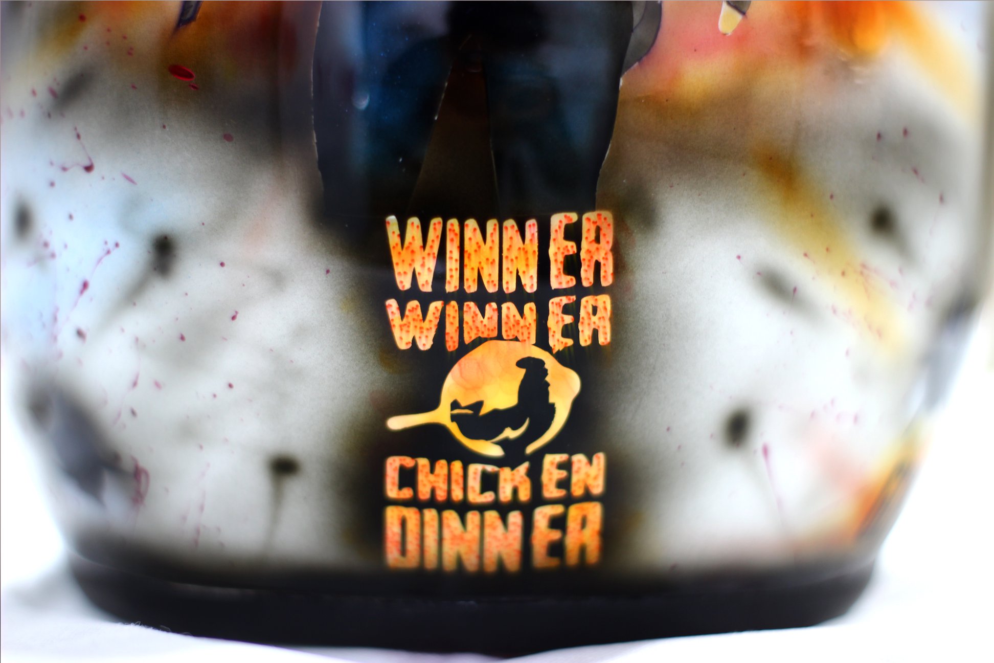 'Winner Winner Chicken Dinner' Hand-Painted PUBG Helmet by 'Guns and Hoses' - photo