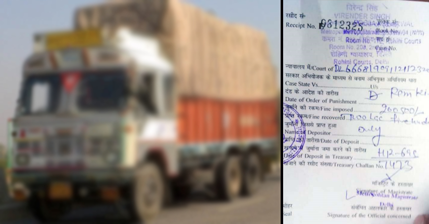 Truck Driver Fined INR 2 lakh for Breaking Traffic Rules