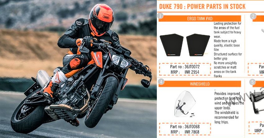 Official KTM Duke 790 Accessories Price List Revealed