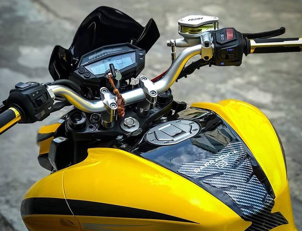 Bajaj Pulsar NS200 Modified To Look Like A 1000cc Kawasaki Bike - closeup