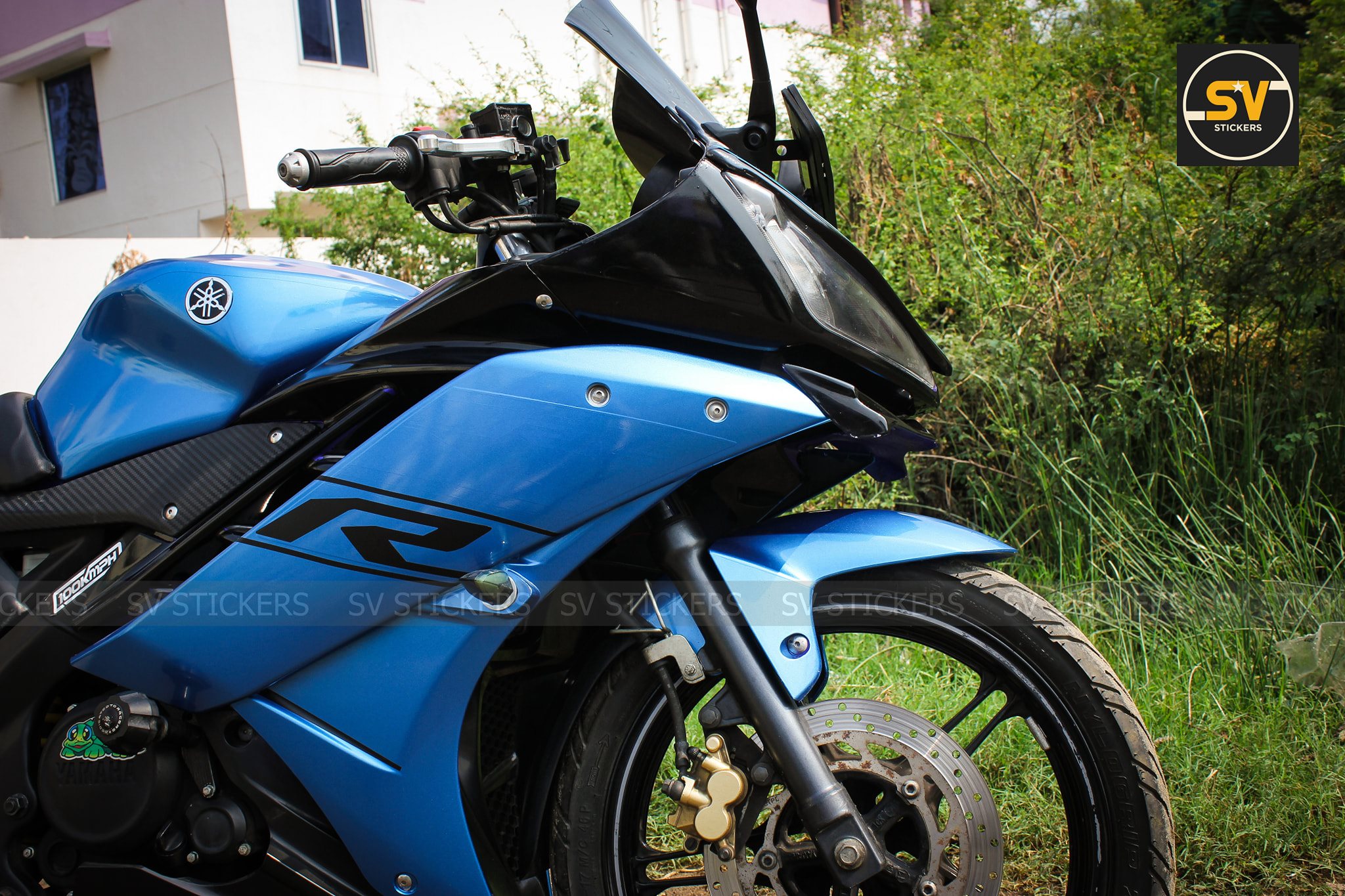 Meet Bright Blue Yamaha R15 Version 2.0 by SV Stickers - background