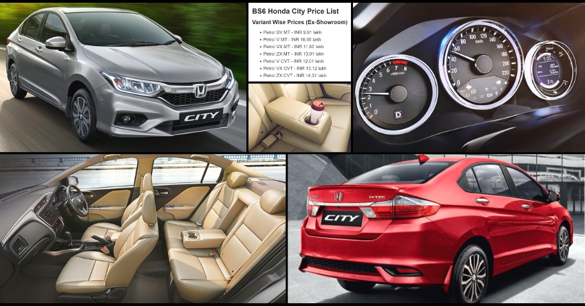 2020 BS6 Honda City Sedan Variant-Wise Price List