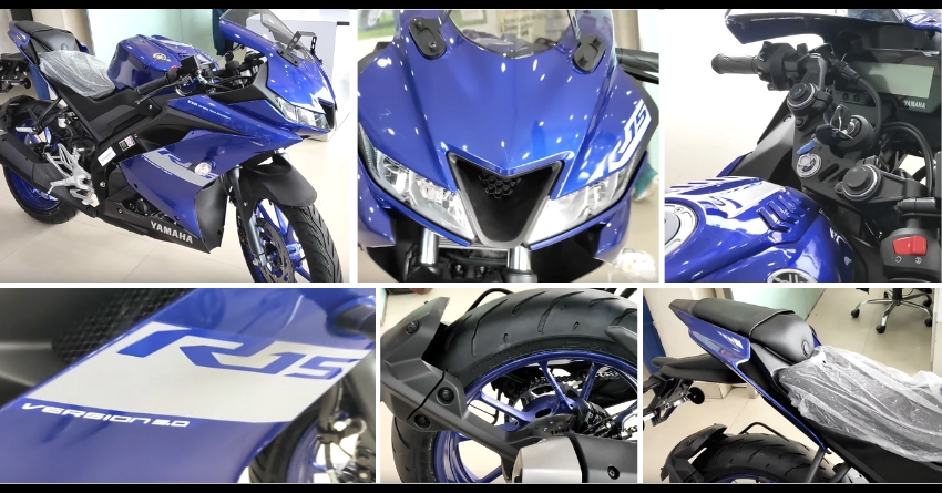Racing Blue Yamaha R15 V3 Walkaround Video by MRD Vlogs