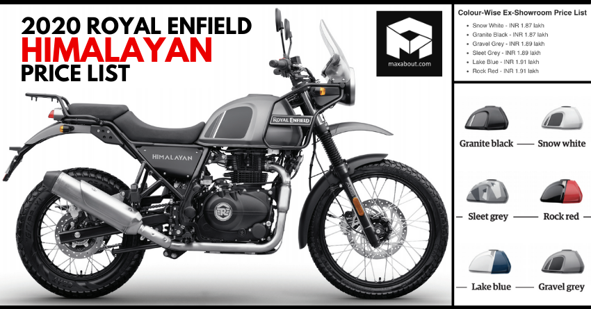 2020 Royal Enfield Himalayan Color-Wise Price List